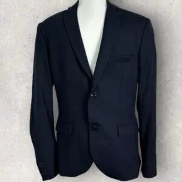 NWT Samsoe Wool Blend Navy Blue Blazer Jacket Mens US Size 38 European 48 Edger - Picture 2 of 13